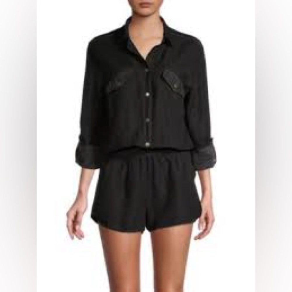 Young Fabulous & Broke Black Button-Up TENCEL Long Sleeve Romper Size Small EUC‎
